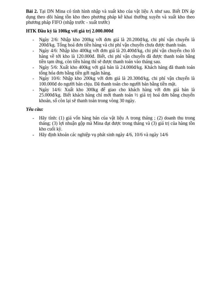 Bài Tập Ôn HTK | PDF