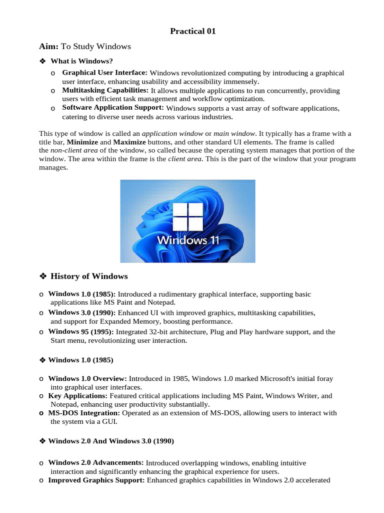 Practical 01 | PDF | Window (Computing) | Microsoft Windows