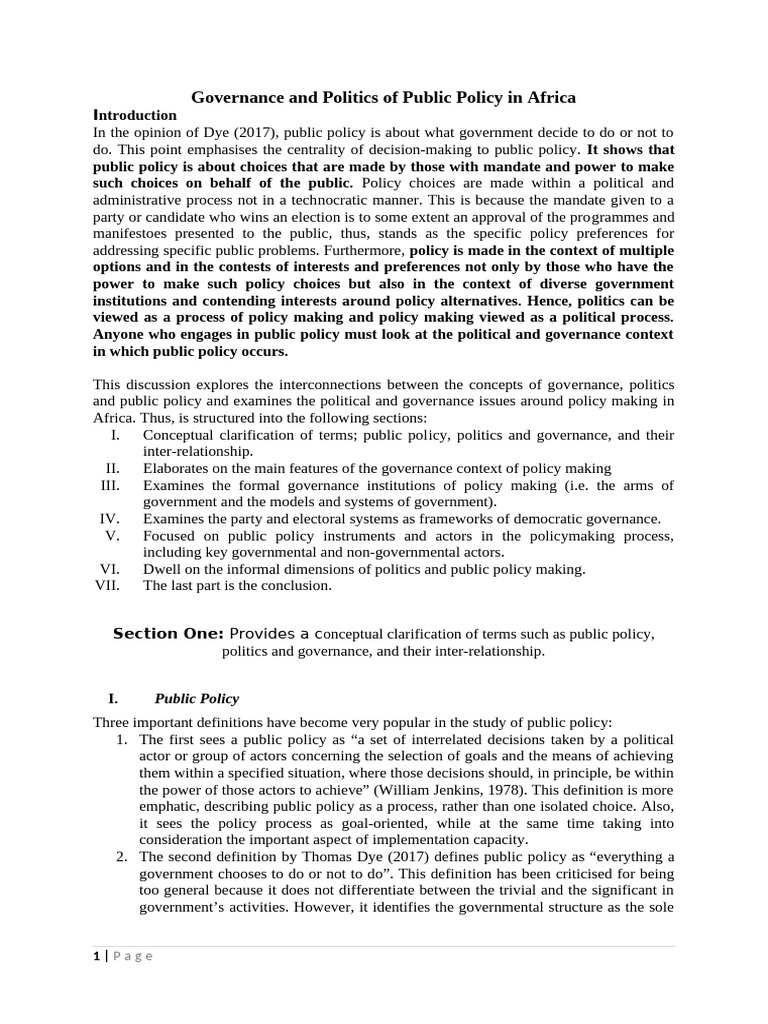 Governance N Public Policy in Africa | PDF | Electoral District ...
