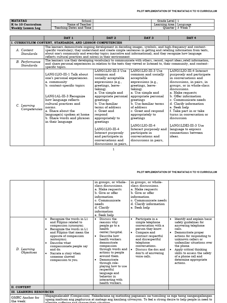 Matatag K to 10 Curriculum Pilot Guide | PDF | Compassion | Curriculum