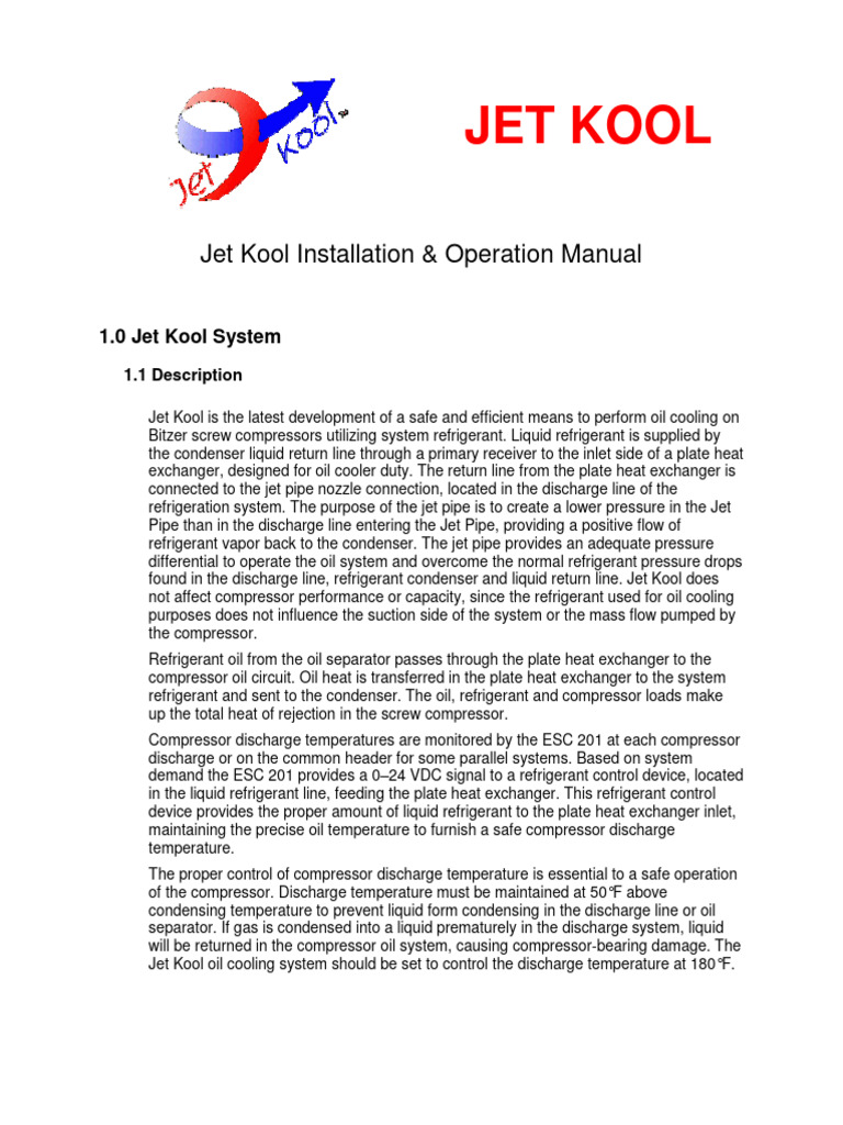 Jet Kool Oil Cooling System Manual | PDF | Heat Exchanger | Valve
