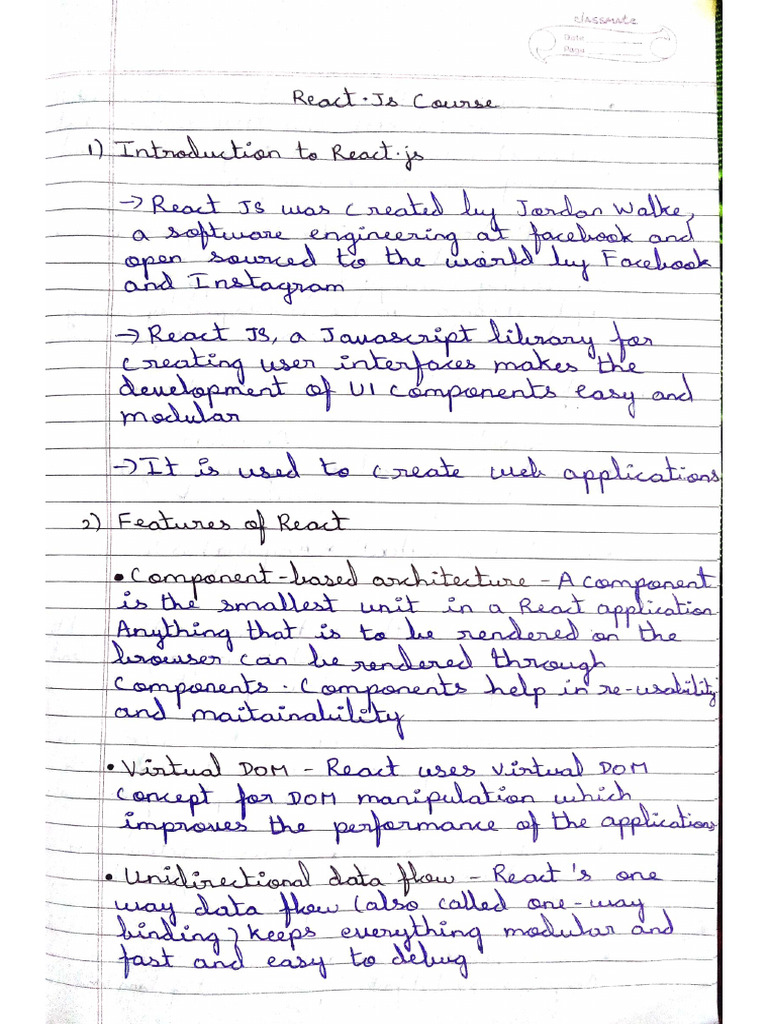 Day 1 React Js Notes | PDF