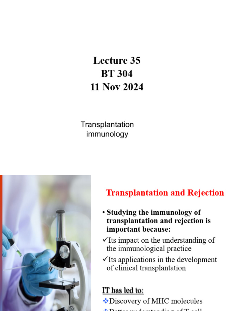 Transplantation Immunology Overview | PDF | Transplant Rejection ...