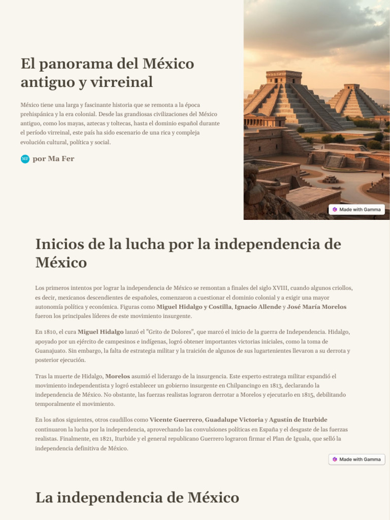 El Panorama Del Mexico Antiguo y Virreinal | PDF | México | revolución ...