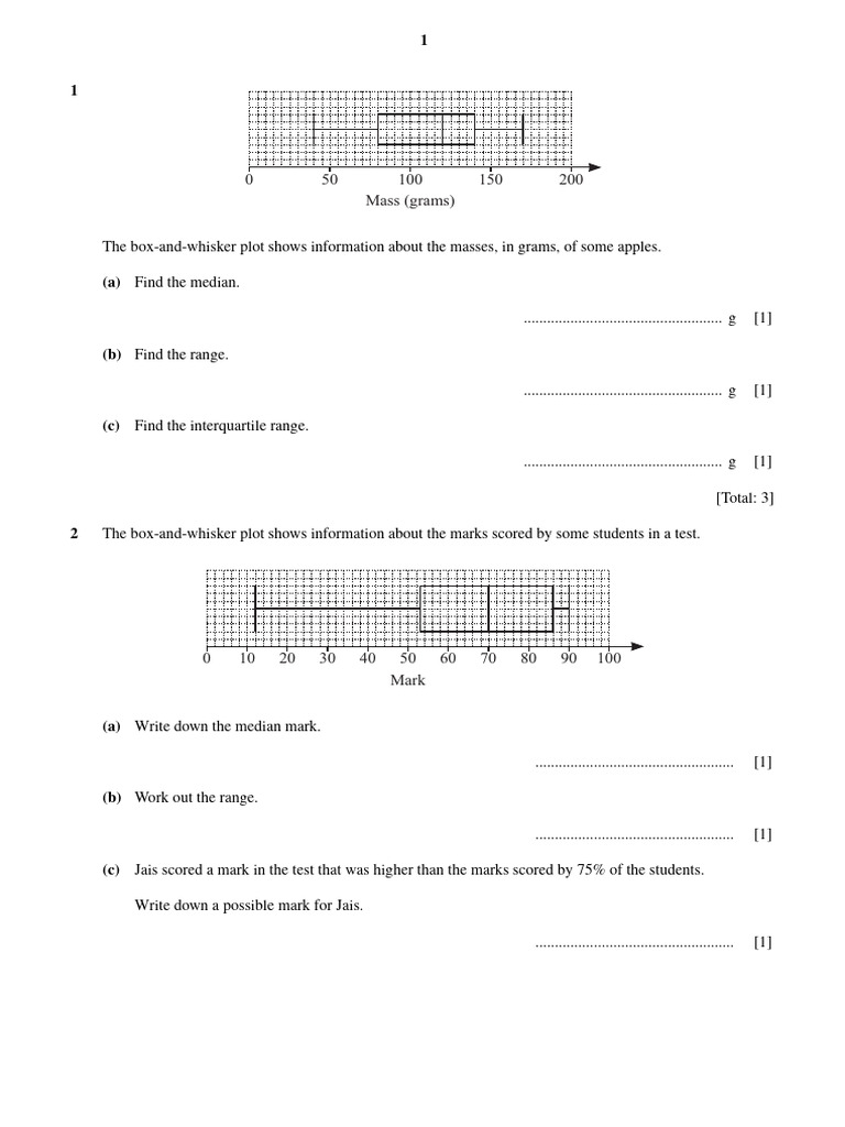 Box-and-Whisker Plot Analysis Tasks | PDF | Descriptive Statistics