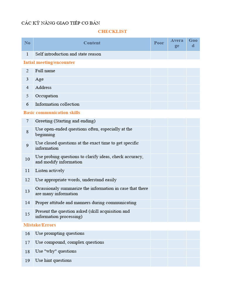 Lesson 3.1 CHECKLIST BASIC COMUTICATION | PDF