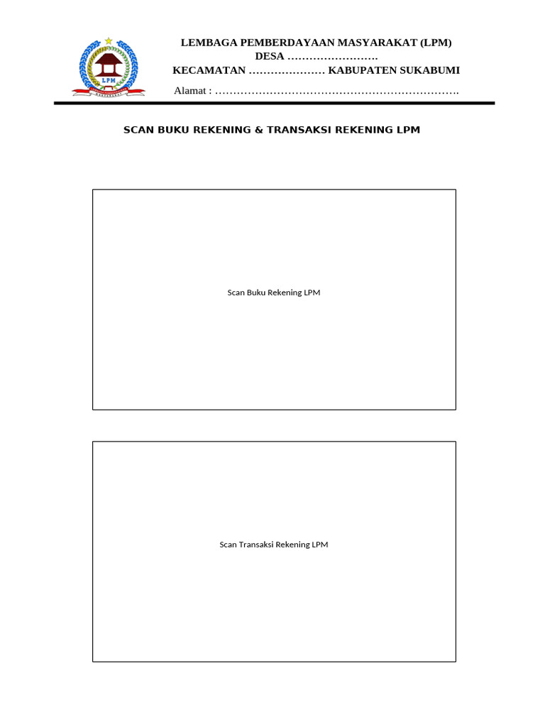 Scan Rekening LPM Desa Sukabumi | PDF