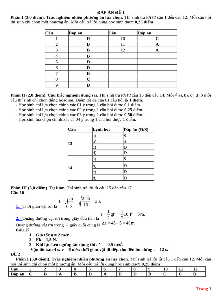 Dap An Bo 6 de | PDF