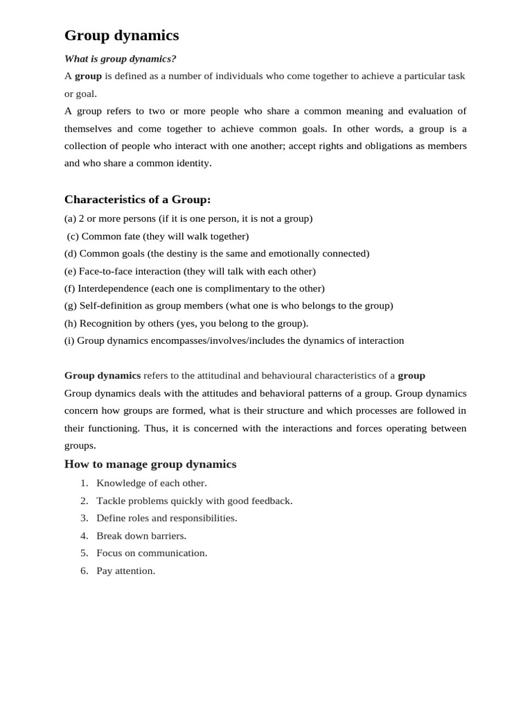 Understanding Group Dynamics and Management | PDF | Emotions | Reason