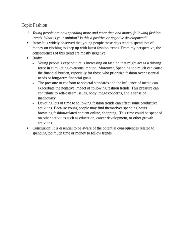 Impact of Fashion Trends on Youth | PDF