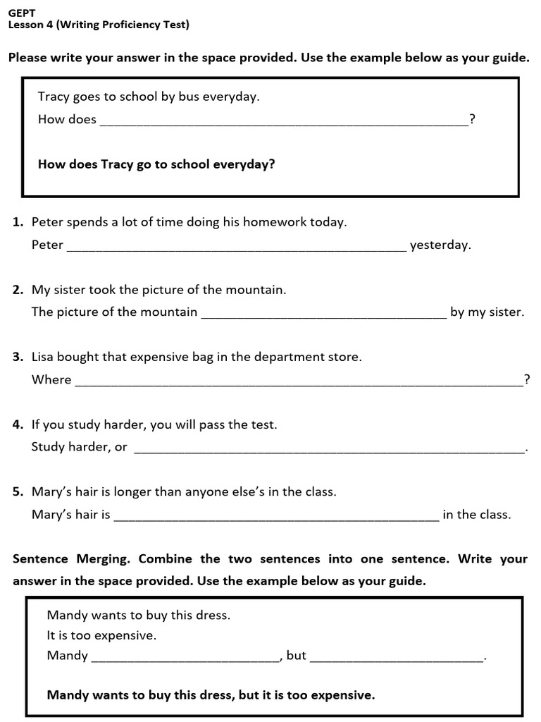 GEPT Writing Proficiency Test Guide | PDF