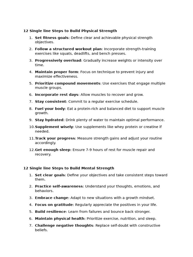 Steps to Enhance Physical and Mental Strength | PDF | Strength Training ...