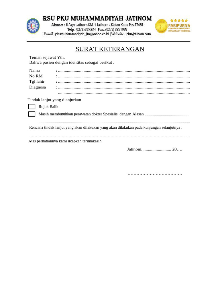 Surat Rujuk Balik Pasien Spesialis | PDF