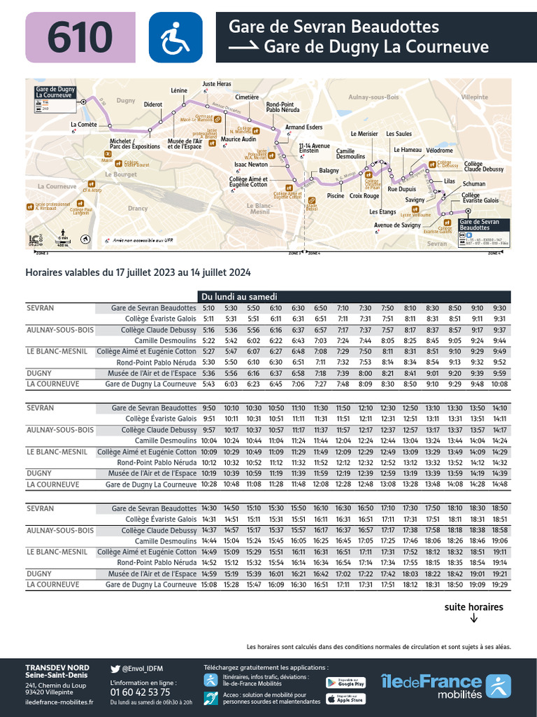 Horaires du bus 610 (2023-2024) | PDF