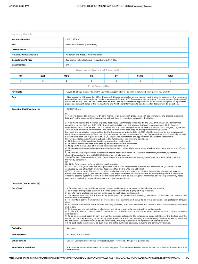 Assistant Professor Vacancy in Commerce | PDF | Doctor Of Philosophy ...
