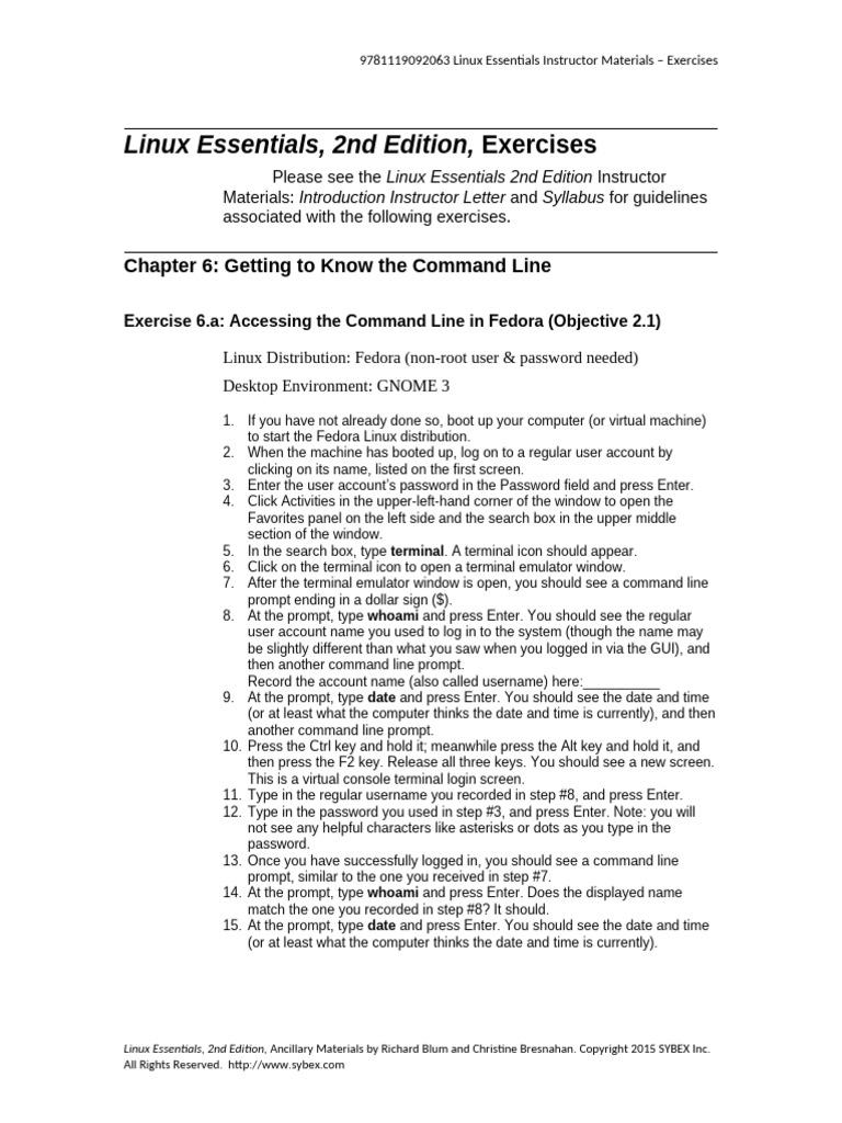 CH 6 Exercises | PDF | Command Line Interface | User (Computing)