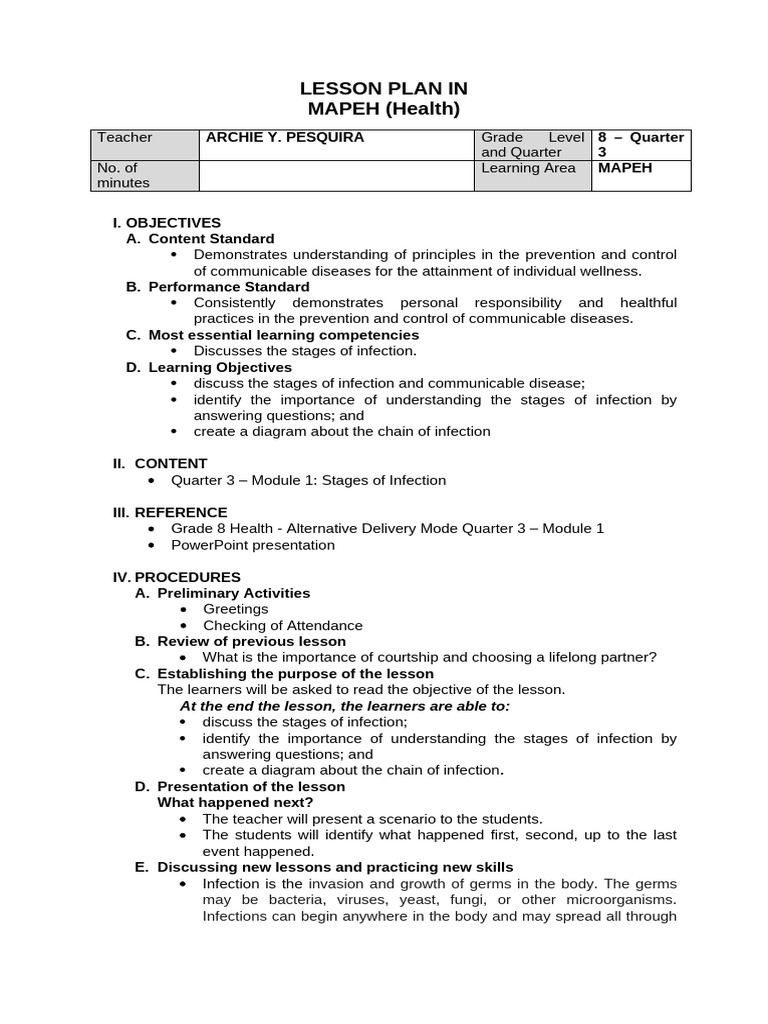 Q3 Health (M1) - Stages of Infection | PDF | Infection | Common Cold