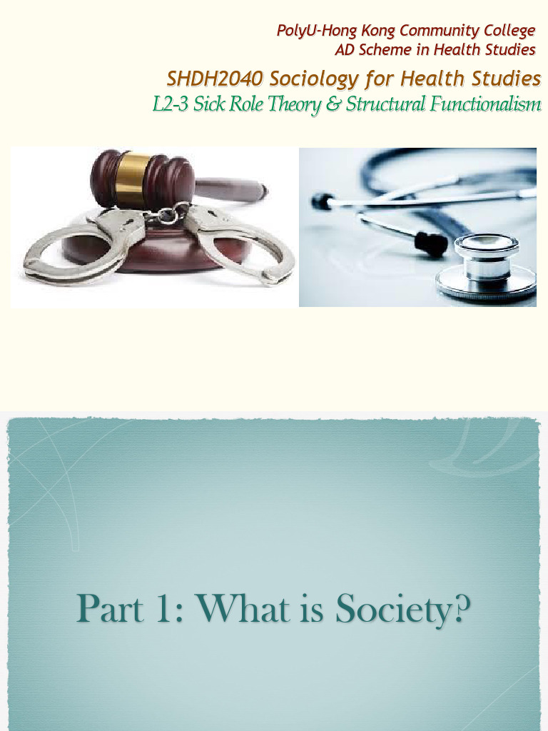 Sociology of Health: Sick Role Theory | PDF | Deviance (Sociology ...