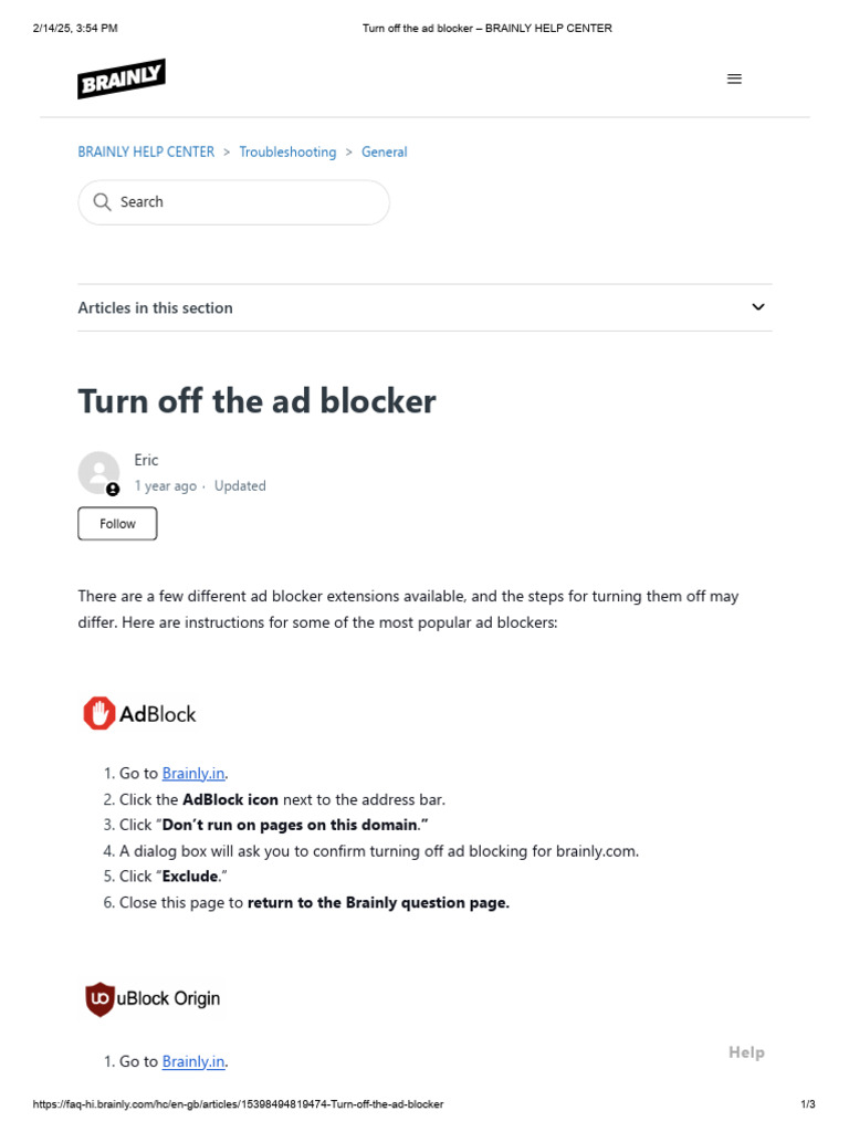 Disable Ad Blocker for Brainly | PDF | System Software | Cyberspace