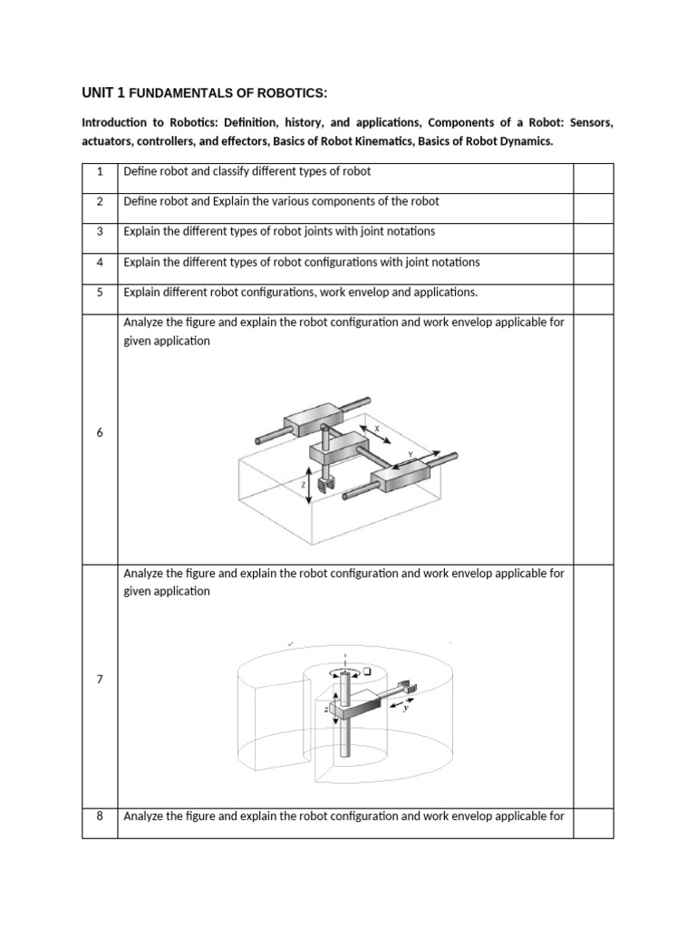 Question Bank | PDF | Robot | Robotics