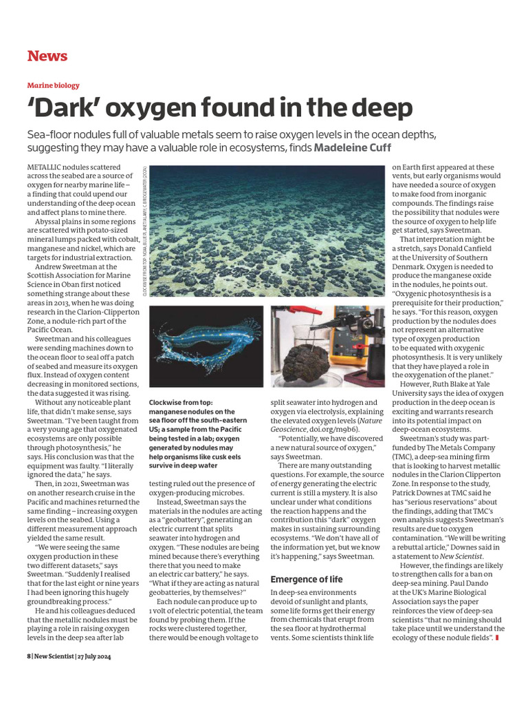 Metallic Nodules Boost Deep-Sea Oxygen | PDF | Seabed | Oxygen