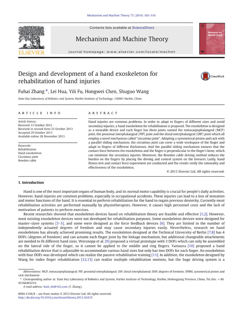 Hand Exoskeleton Design for Rehabilitation | PDF | Force | Hand