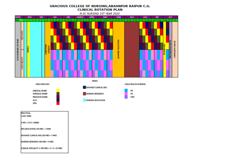 M.Sc Nursing 1st Year Clinical Rotation Plan | PDF