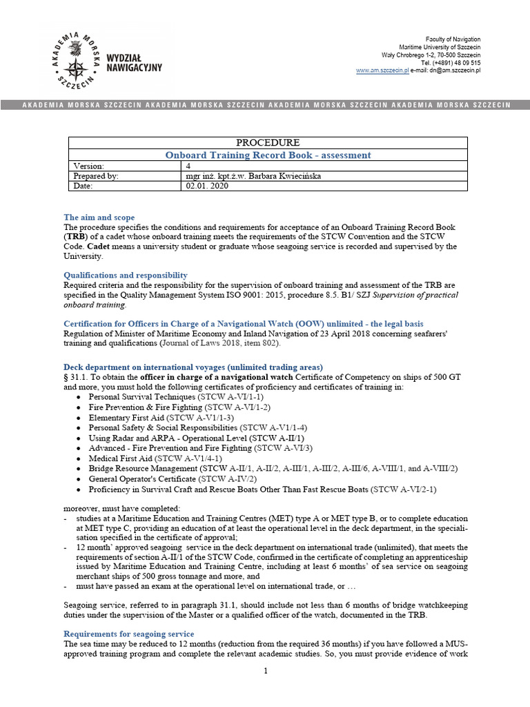 Onboard Training Record Book Pdf Free Download