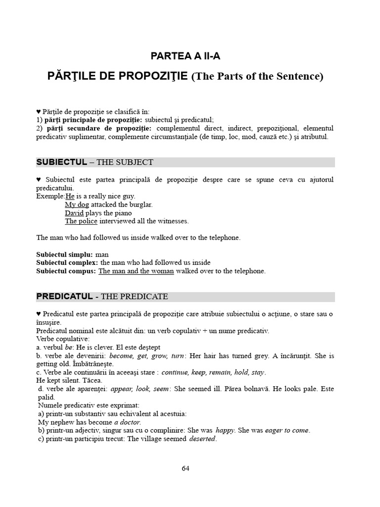 The Parts of The Sentence Theory | PDF