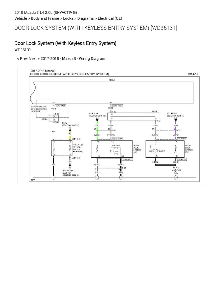 Door Lock System (With Keyless Entry System) (WD36131) (Locks) | PDF