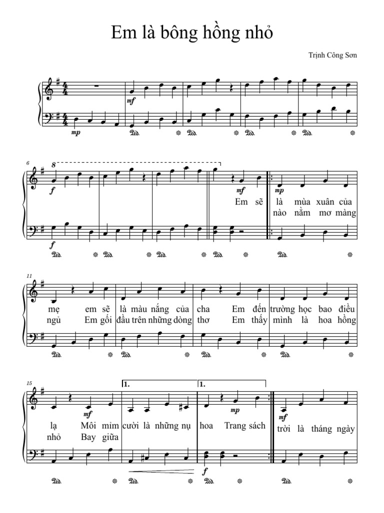 Em là bông hồng nhỏ piano | PDF