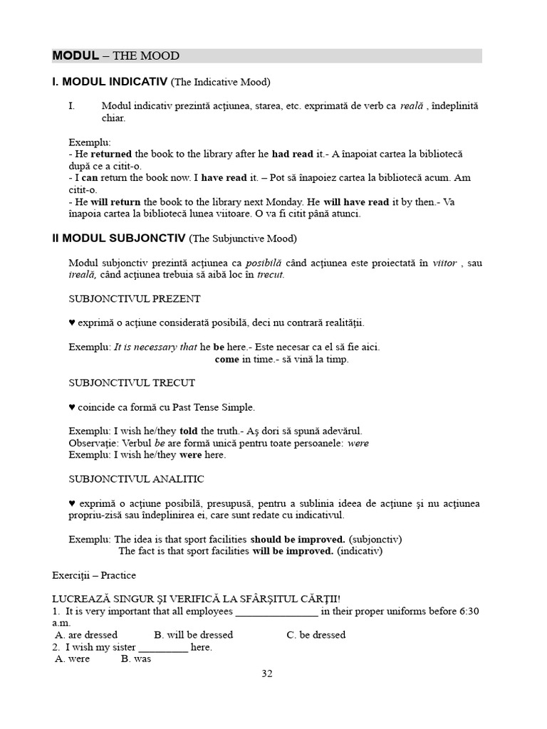 The Indicative and Subjunctive Mood in English Theory | PDF