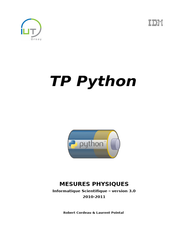 TP Python : Mesures Physiques et Programmation | PDF | Python (Langage ...