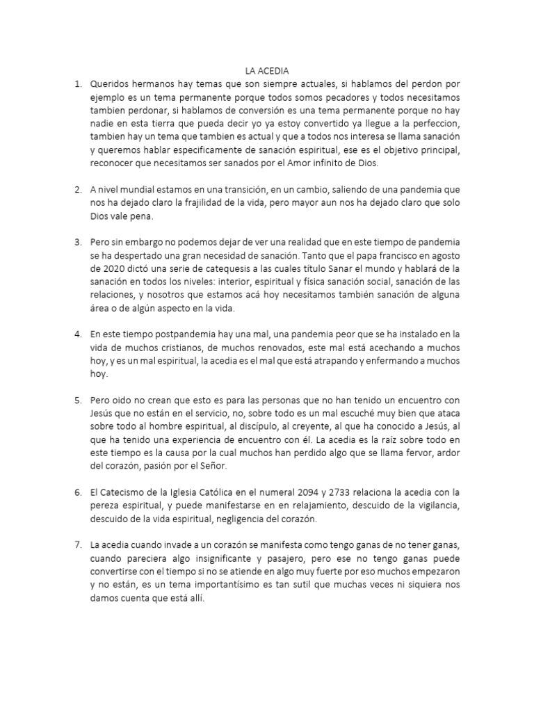 LA ACEDIA (EL MAL ESPIRITUAL) | PDF | Jesús | Judas Iscariote