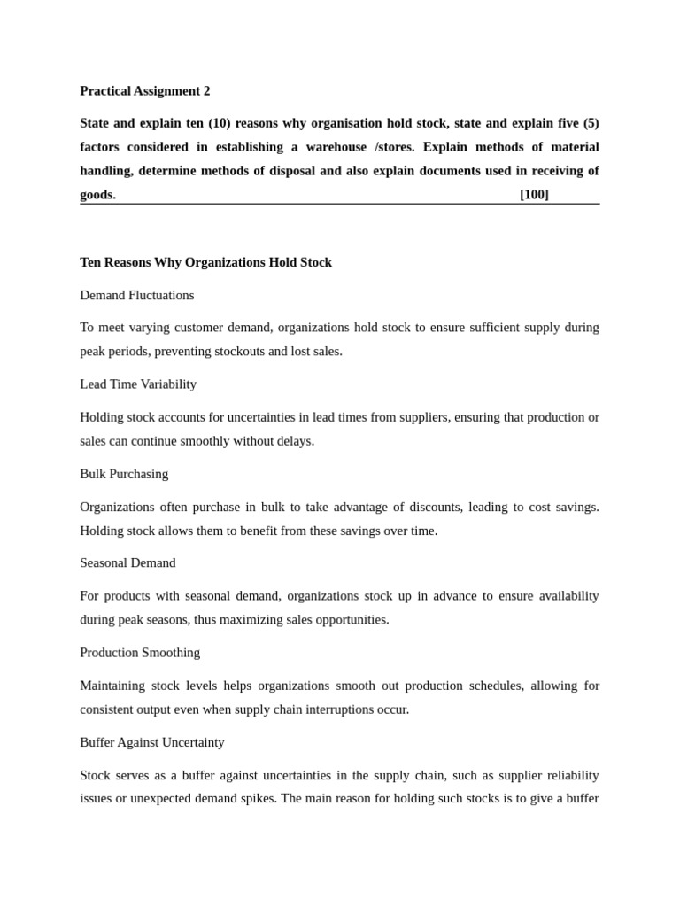 Stakeholders MGT - Practical Assignment 2 | PDF | Warehouse | Transport