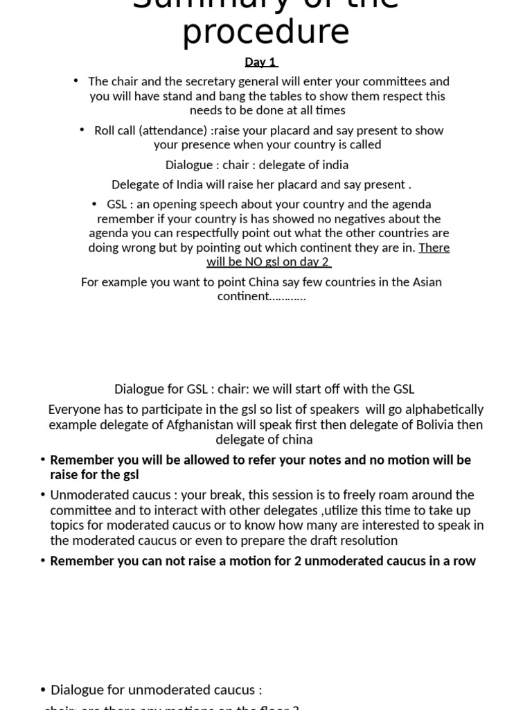 Committee Procedure Guide for Delegates | PDF | Meetings | Government