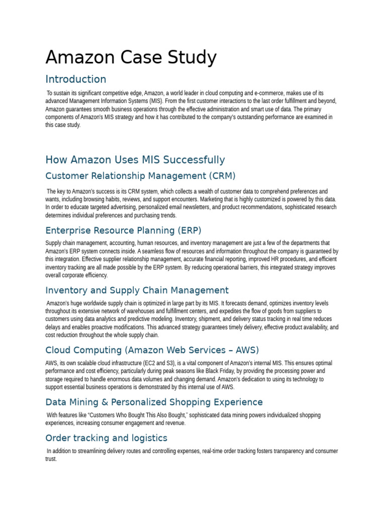 Amazon Case studyBSIS SECTION E COLOR BLU | PDF | Supply Chain | Amazon ...