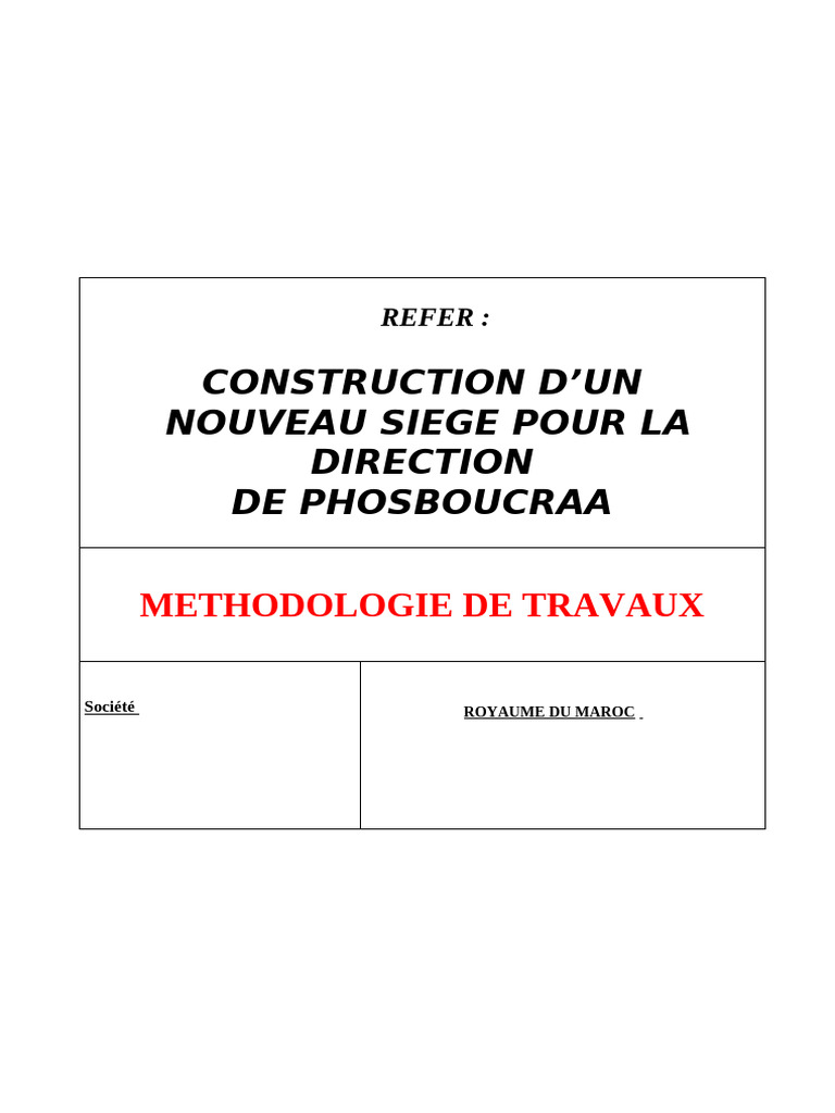 Méthodologie de Construction du Siège | PDF | Béton | Matériaux