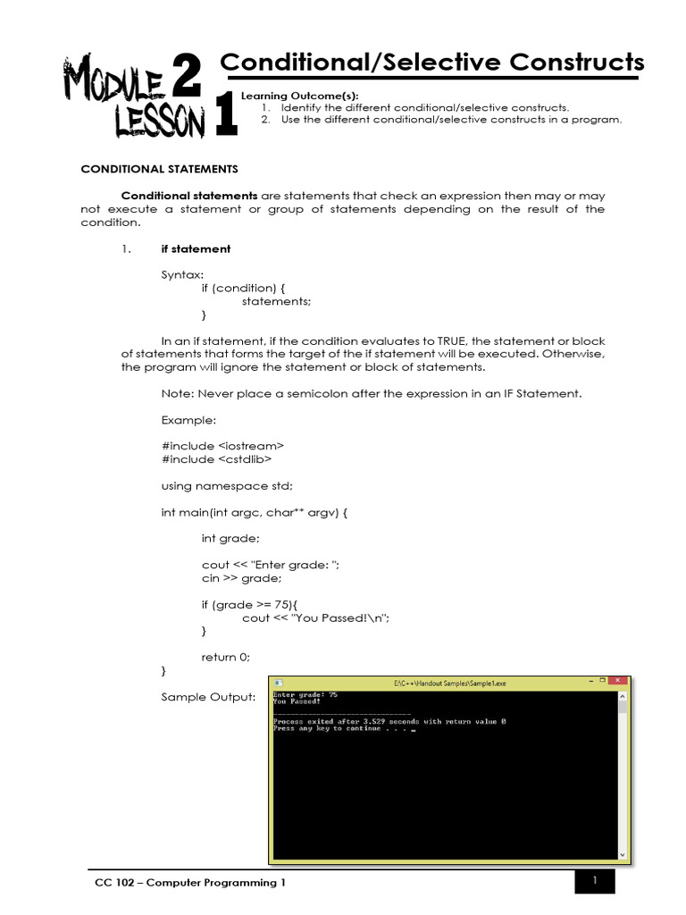 Conditional - Selective Constructs | PDF | Namespace | Software Engineering