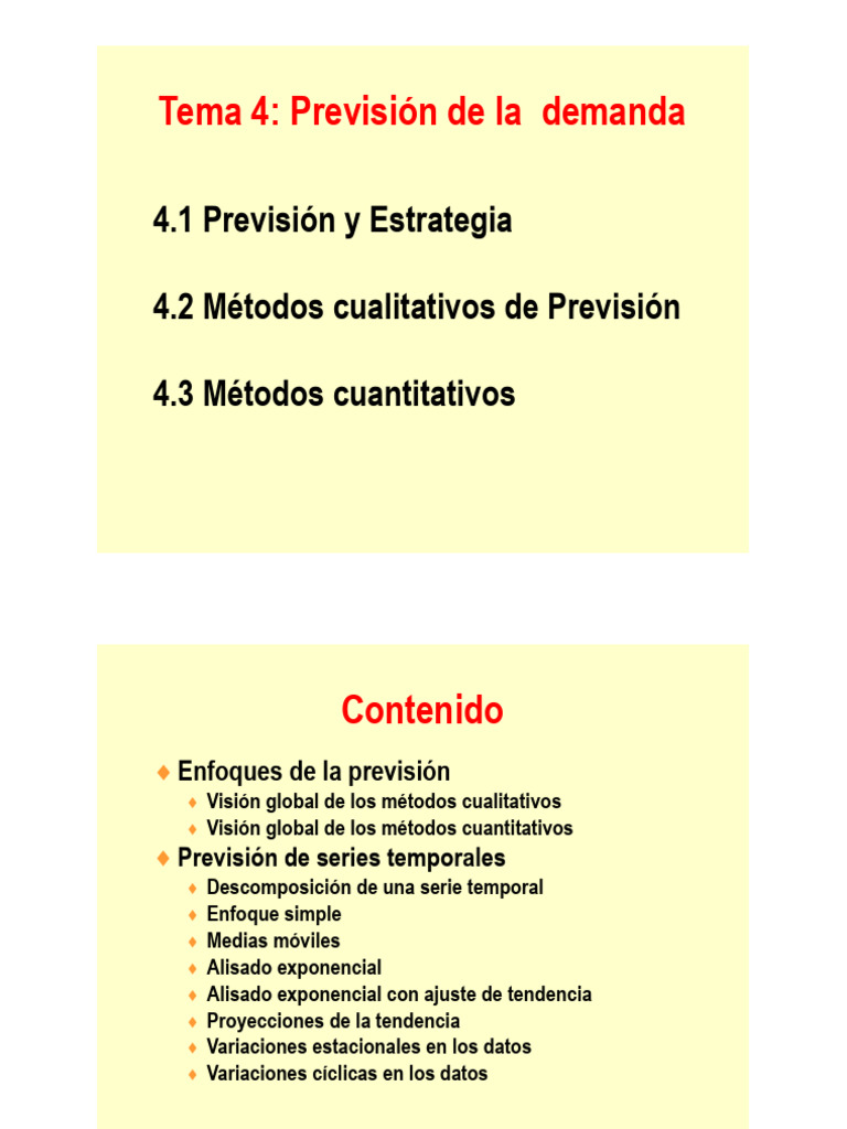 Tema 4 - PREVISIÓN DE LA DEMANDA | PDF | Media móvil | Análisis de ...