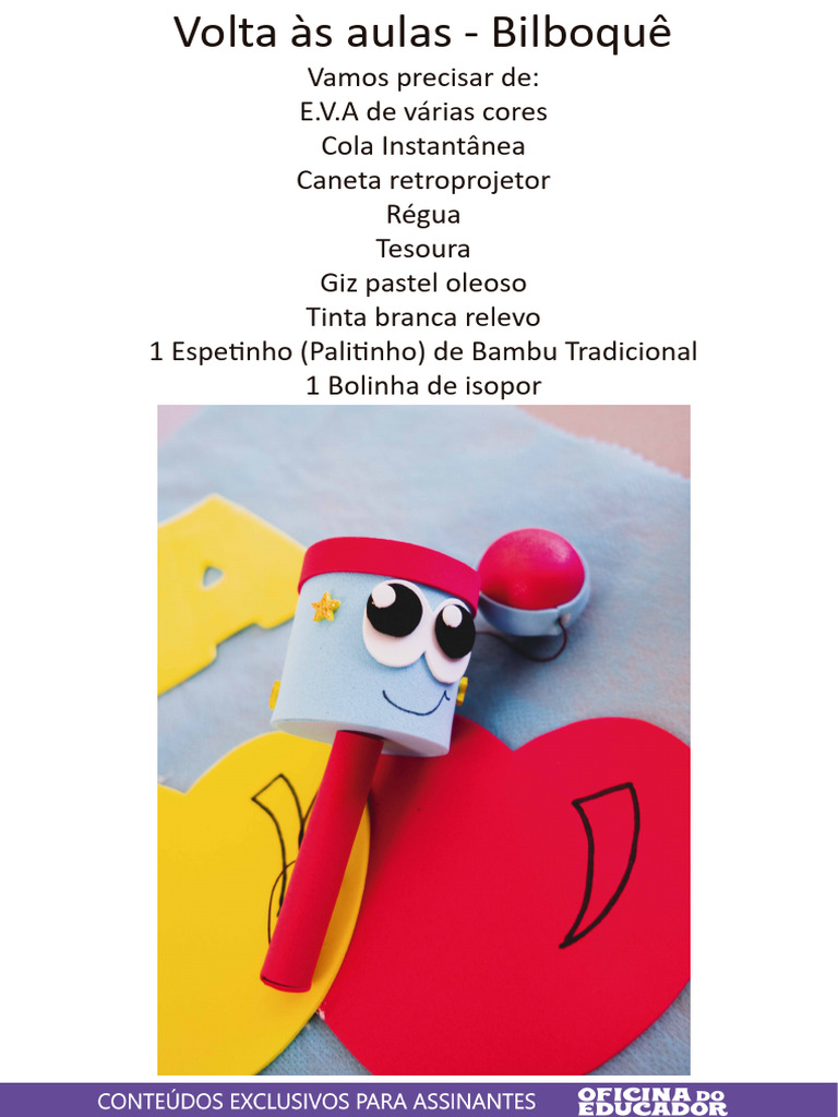 Materiais para Bilboquê na Volta às Aulas | PDF
