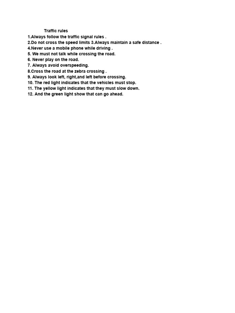 Essential Traffic Rules for Class 3 | PDF