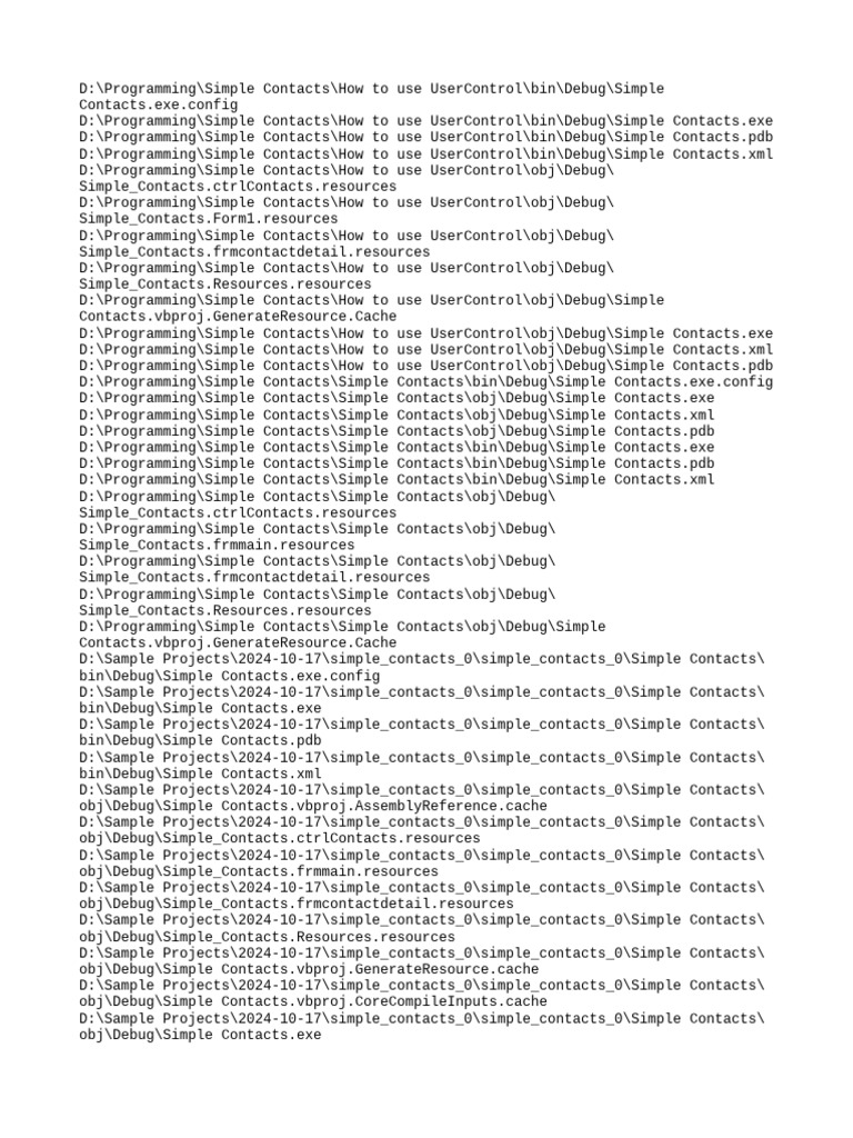 Simple Contacts UserControl Guide | PDF