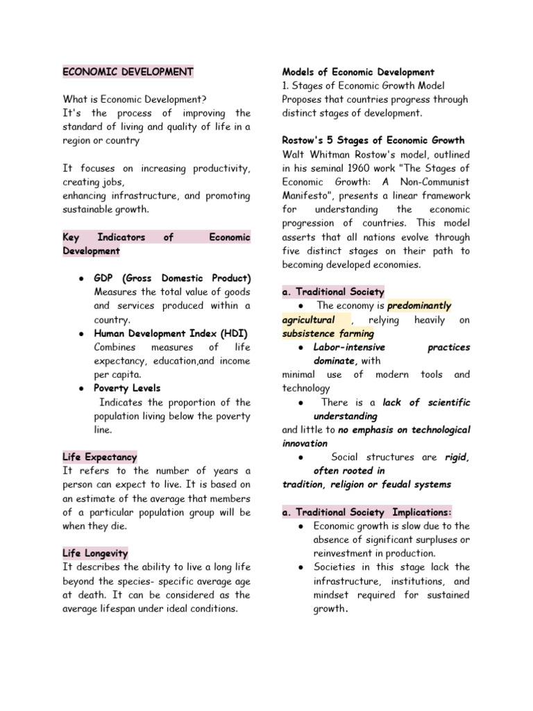 Understanding Economic Development | PDF | Economic Growth | Developing ...