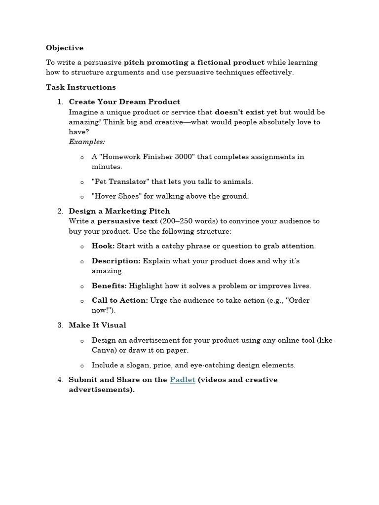 Create a Persuasive Product Pitch | PDF