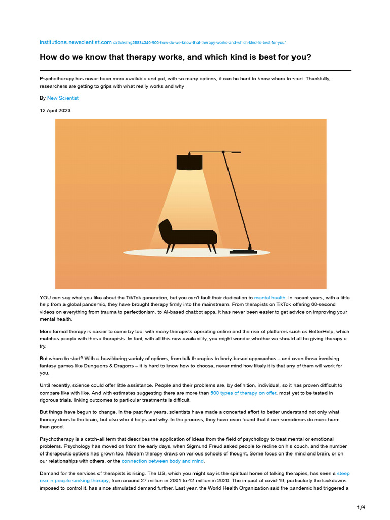 Therapy Effectiveness: What Works Best? | PDF | Psychotherapy ...