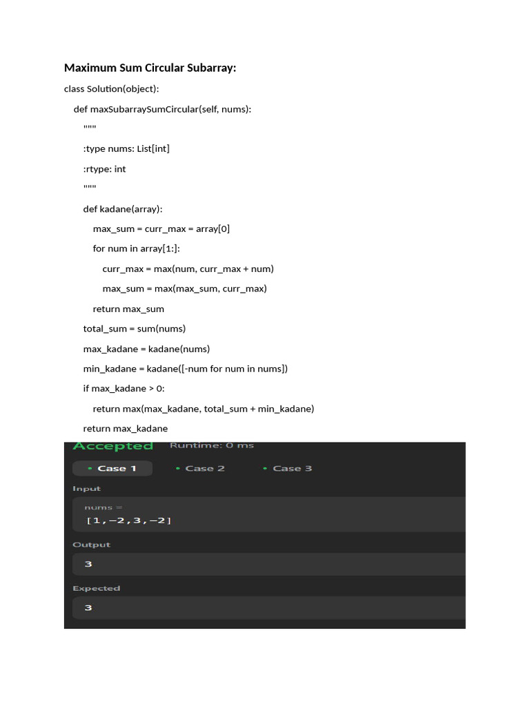Maximum Sum Circular Subarray | PDF | Computer Programming | Software ...