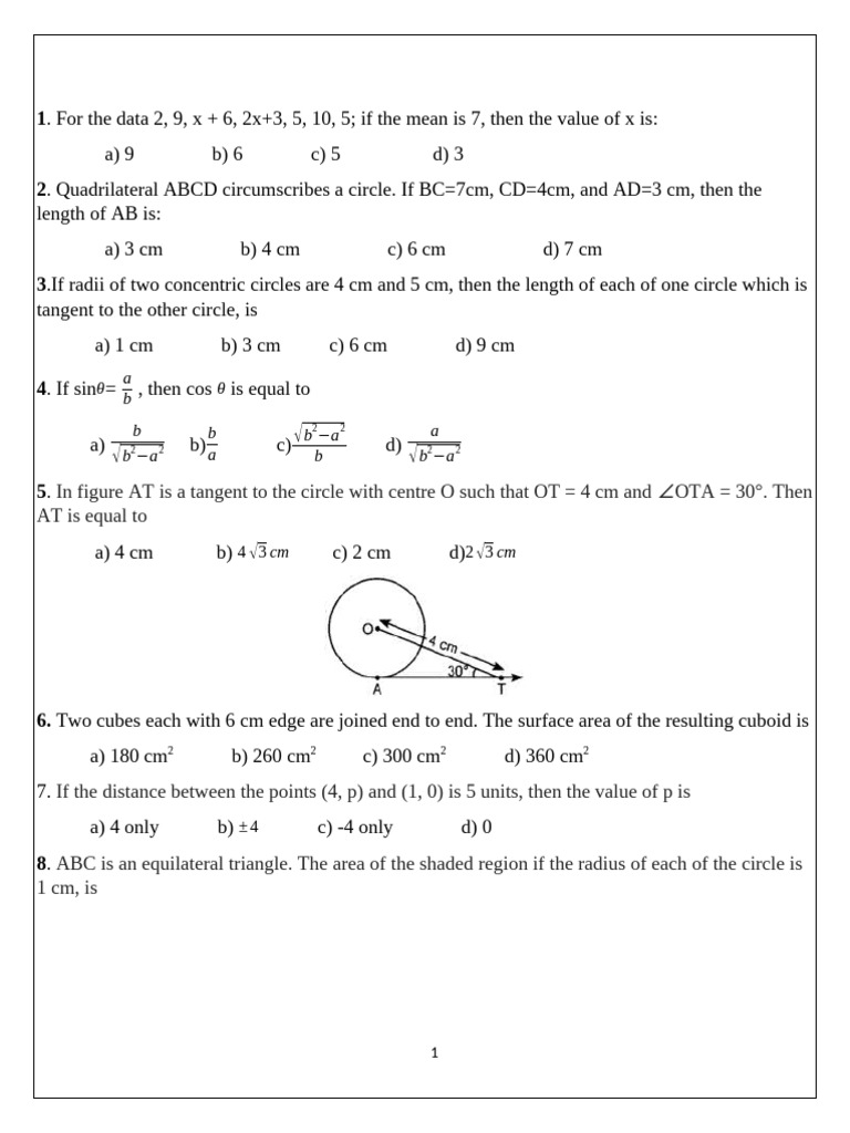 Math Problems and Solutions Guide | PDF | Circle | Angle
