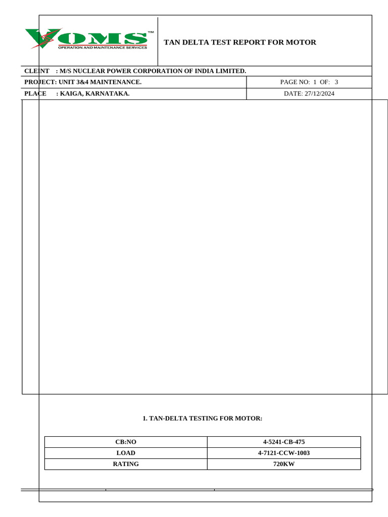 Tan Delta Test Report for Motors | PDF
