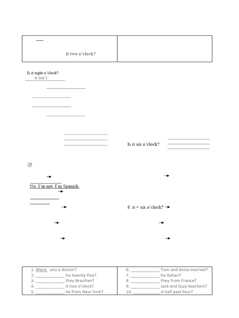 ELT 1 - Present & Past Simple (Verb To Be) Pratical Exercises - Grade ...